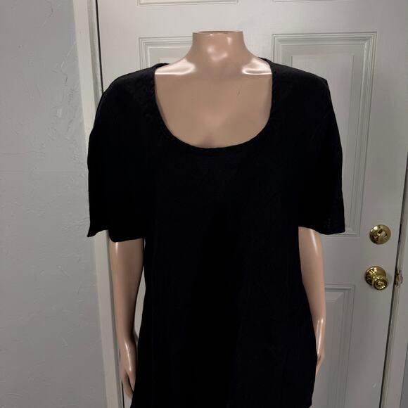 Flax Women's Shirt Medium 100% Linen T-Shirt Short Sleeve Lagenlook Boho A3-28 - Picture 2 of 7